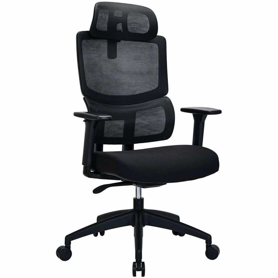 Lorell Ripley High Mesh-Back Chair with Articulating Lumbar Support - High Back - Black - Fabric, Mesh - 1 Each