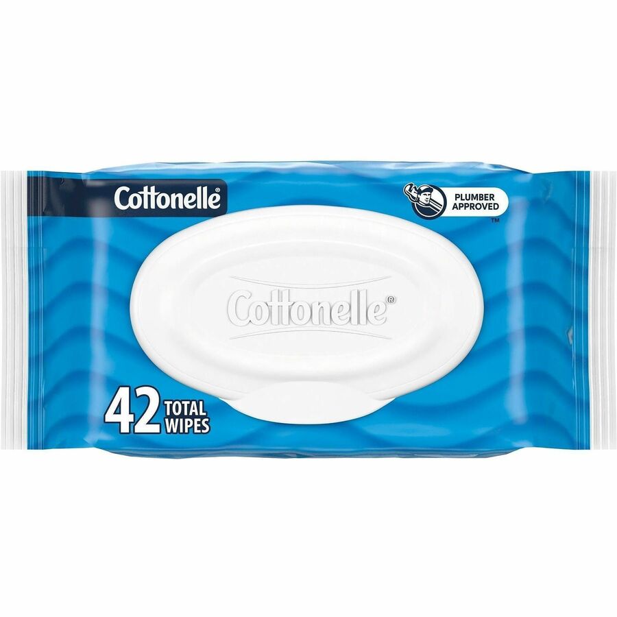 Cottonelle Flushable Wipes - 3.75" Width x 5.50" Length - CleaningRipples Texture - White - Fiber - 42 / Pack