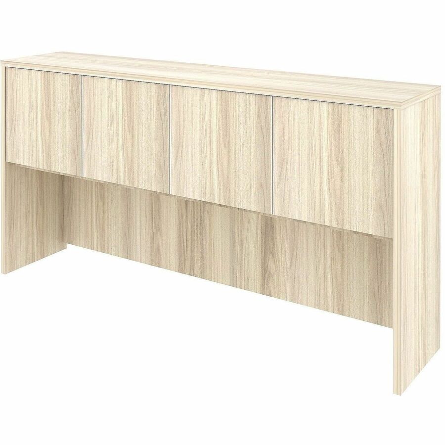 Lorell Essentials 4-Door Stack-On Hutch - 36" Height x 70.9" Width x 14.8" Depth Hutch - 4 Door(s) - Band Edge - Material: Laminate, Metal - Finish: Laminate, Modern Elm - Cam Lock, Durable, Grommet, Cord Management - For Desk, Credenza - 1 Each
