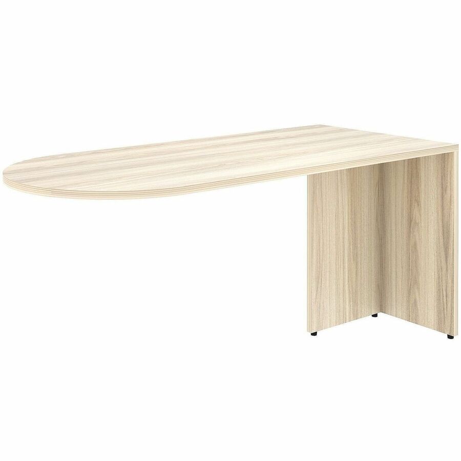 Lorell Essentials Peninsula Desk Box 1 of 2 - 1" Thickness Table Top, 29.5" Height x 66" Width x 30" Depth - Material: Laminate, Metal - Finish: Modern Elm - Laminate, Modern Elm Table Top - Cam Lock, Durable - For Office - 1 Each