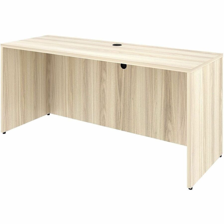 Lorell Essentials Credenza Shell - 1" Thickness Table Top, 29.5" Height x 66" Width x 24" Depth Credenza Shell - Material: Laminate, Metal - Finish: Silver Brush, Modern Elm - Laminate, Modern Elm Table Top - Durable, Adjustable Feet, Cam Lock, Cord Ma...
