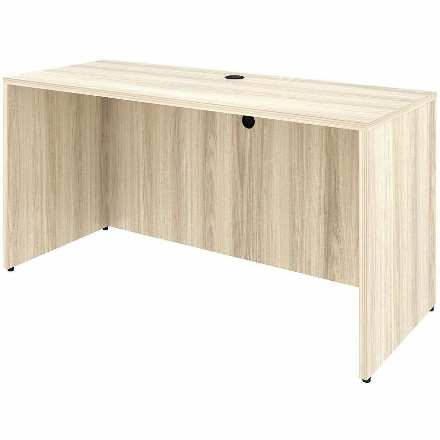 Lorell Essentials Credenza Shell - 1" Thickness Table Top, 29.5" Height x 60" Width x 24" Depth Credenza Shell - Material: Laminate, Metal - Finish: Silver Brush, Modern Elm - Laminate, Modern Elm Table Top - Durable, Adjustable Feet, Cam Lock, Cord Ma...