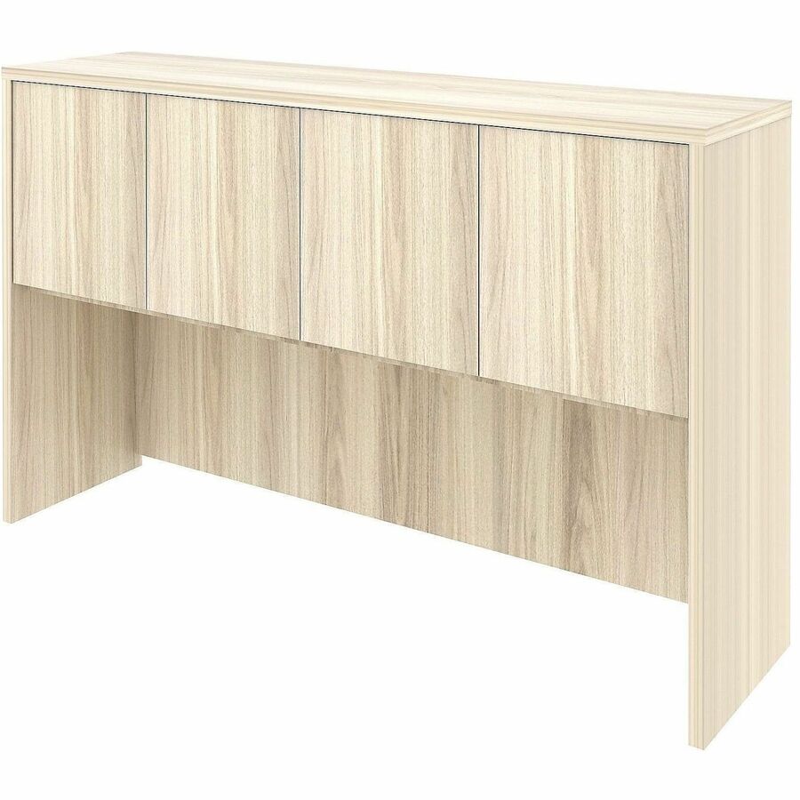 Lorell Essentials 3-Door Stack-On Hutch - 36" Height x 60" Width x 15" Depth - 3 Door(s) - Material: Laminate, Metal - Finish: Laminate, Modern Elm - Cam Lock, Durable, Grommet, Cord Management - For Desk, Credenza - 1 Each