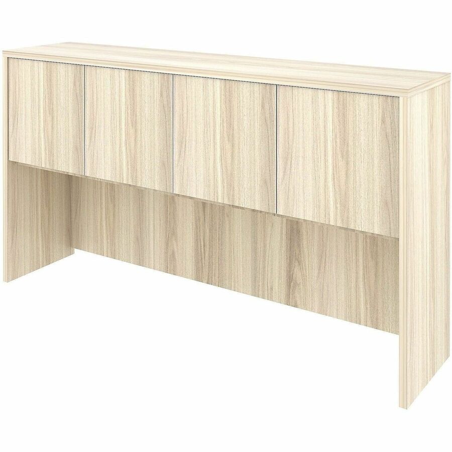 Lorell Essentials 4-Door Stack-On Hutch - 36" Height x 66" Width x 15" Depth Hutch - 4 Door(s) - Band Edge - Material: Laminate, Metal - Finish: Laminate, Modern Elm - Cam Lock, Durable, Grommet, Cord Management - For Desk, Credenza - 1 Each
