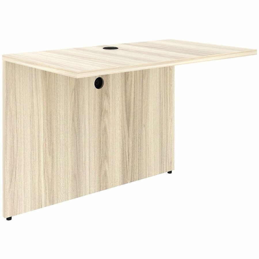 Lorell Essentials Rectangular Bridge - Rectangle - 1" Thickness Table Top, 29.5" Height x 42" Width x 24" Depth - Material: Laminate, Metal - Finish: Modern Elm - Laminate, Modern Elm Table Top - Cam Lock, Durable, Grommet, Back Panel, Cord Management...