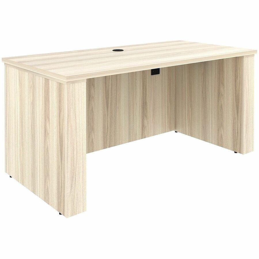 Lorell Essentials 60" Sit-to-Stand Desk Shell - 1" Thickness Table Top, 49" Height x 60" Width x 29" Depth - Material: Laminate, Metal - Finish: Modern Elm - Laminate, Modern Elm Table Top - Durable, Modesty Panel, Privacy Panel, Adjustable Feet, Cam L...