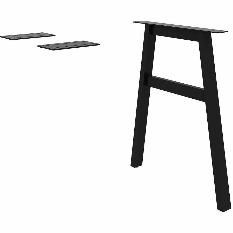 Lorell Adjustable Table Leg Bases & Returns - Assembly Required - Black - 1 Each