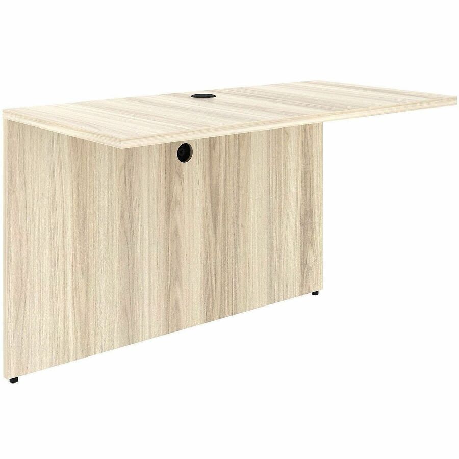 Lorell Essentials Rectangular Bridge - 1" Thickness Table Top, 29.5" Height x 48" Width x 24" Depth Bridge - Material: Laminate, Metal - Finish: Modern Elm - Laminate, Modern Elm Table Top - Cam Lock, Durable, Grommet, Back Panel, Cord Management, Mode...