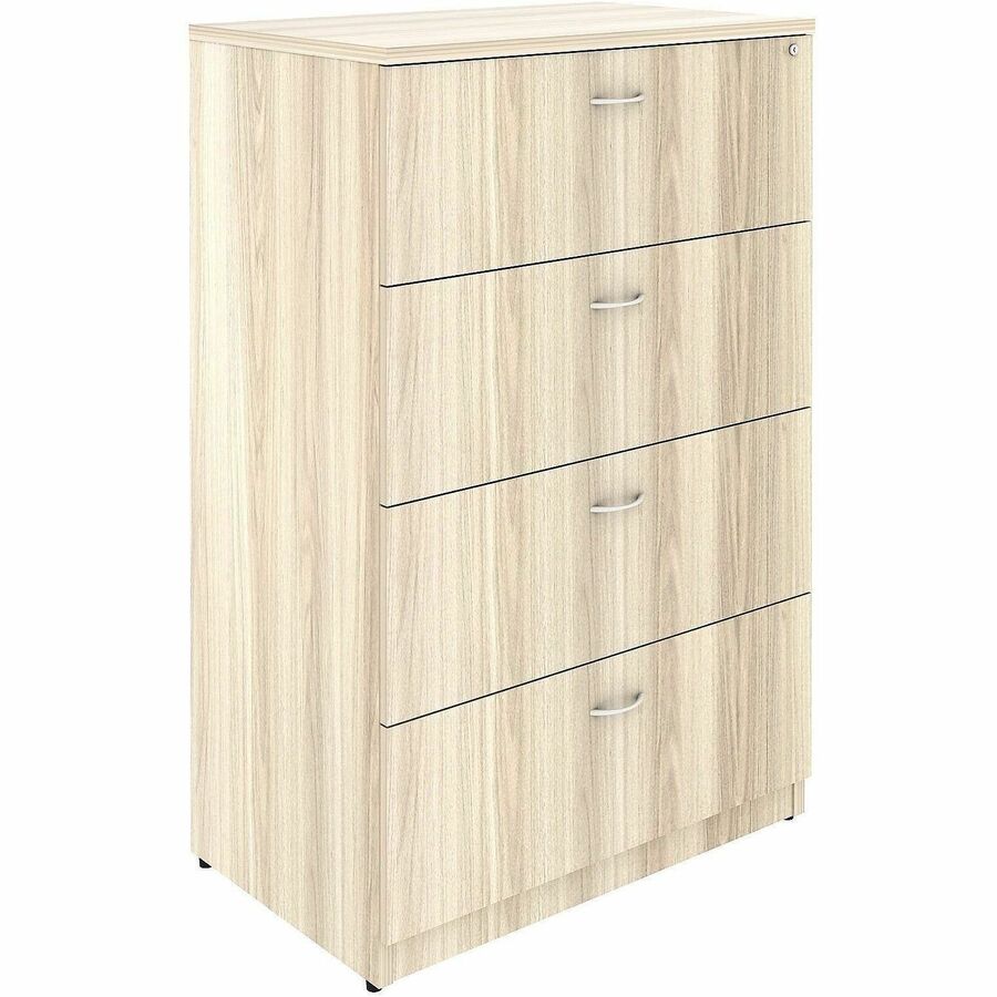 Lorell Essentials 4-Drawer Lateral File - 4 x Drawer(s) for File - Lateral - Lockable - Modern Elm - Assembly Required