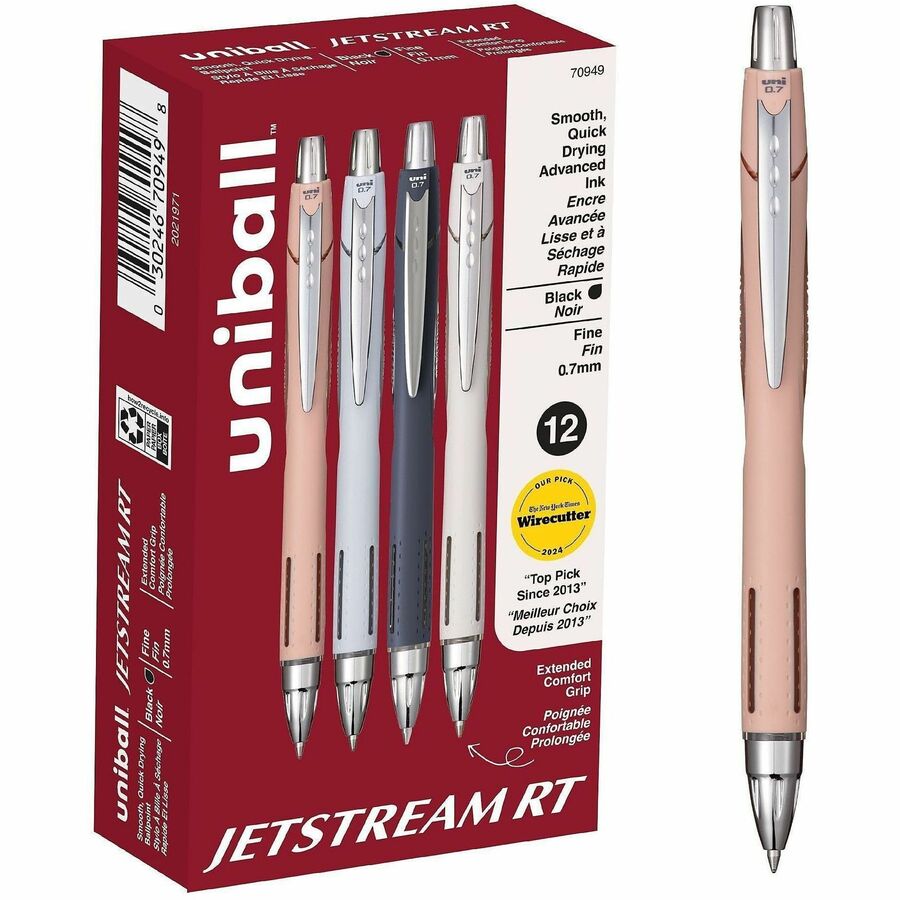 uniball™, Jetstream RT Retract Ballpoint Pens - Retractable - Assorted Ink - Hybrid - Writing, Drawing, Project - 12 / Dozen