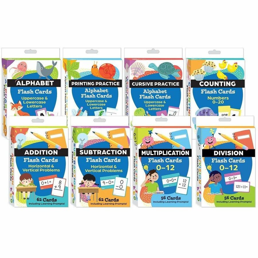 Shell Education Teacher Created Materials Math Alphabet & Literacy Flash Cards Set - Theme/Subject: Fun - Skill Learning: Mathematics, Alphabet, Counting, Addition, Subtraction, Multiplication, Division, Uppercase Letters, Lowercase Letters - 3-11 Year...
