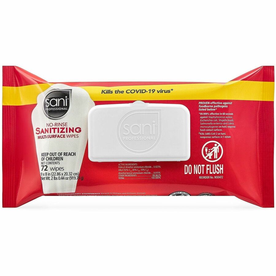 Sani Professional Sanitizing Wipe - 8" Width x 9" Length - 1 Carton