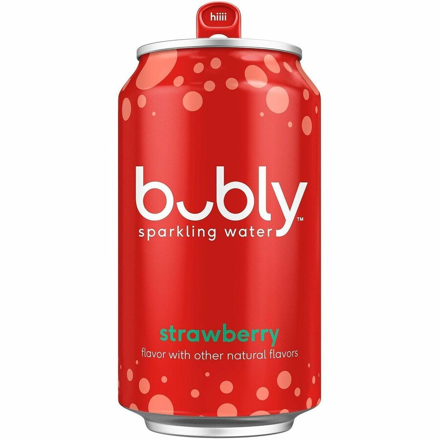 bubly Strawberry Flavored Sparkling Water - Sugar Free - 12 fl oz (355 mL) - Strawberry - 3 / Carton