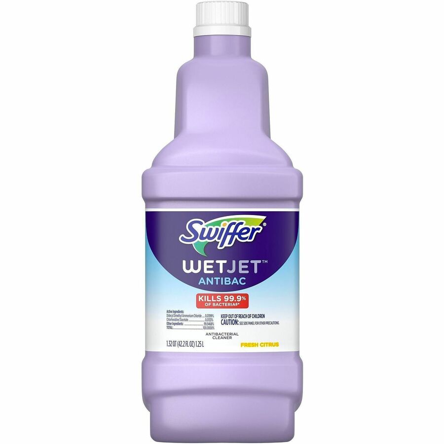 Swiffer WetJet Floor Cleaner - For Multi Surface - 40.6 fl oz (1.3 quart) - Fresh Citrus Scent - Recommended For: Bacteria Remover, Dirt Remover, Grime Remover - Antibacterial, Quick Drying - Purple - 1 Bottle