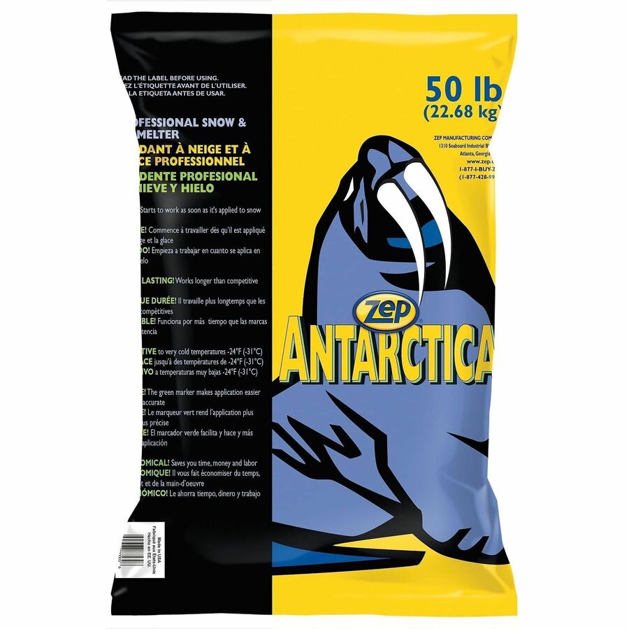 Zep Commercial Antarctica Ice Melt - Pellet - Calcium Chloride -24°, F (-31.1°, C) - 50 lb - 49 / Each