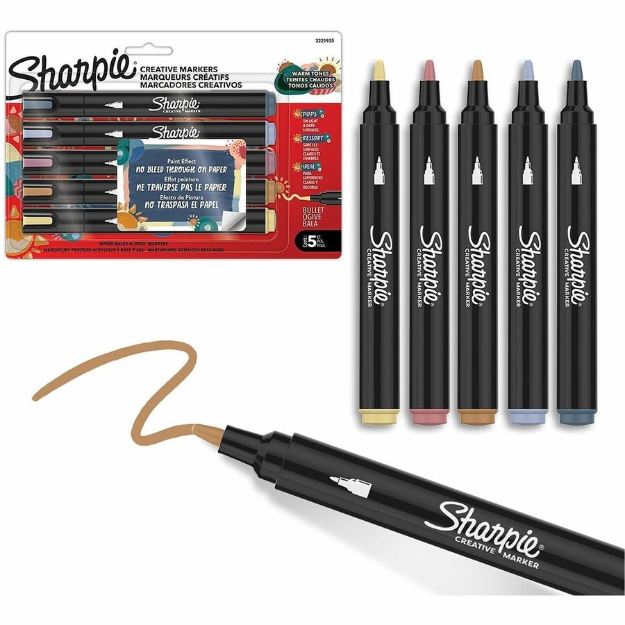 Sharpie Creative Markers - Water Based, Acrylic Based - Multipurpose - 5 / Pack
