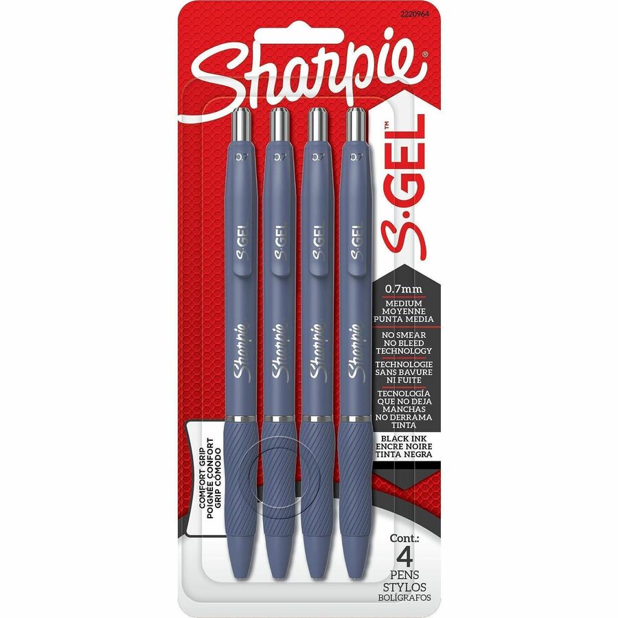 Sharpie S-Gel Gel Pen - Retractable - Black Ink - Gel-based - Moonlit Midnight Barrel - Writing - 4 / Pack