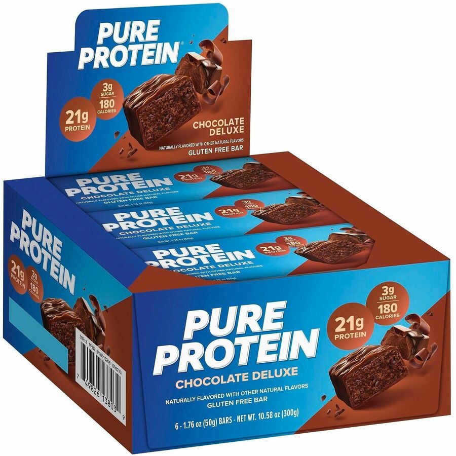 Pure Protein Bars - Low Sugar, Gluten-free - Natural, Chocolate Deluxe - 6 / Box