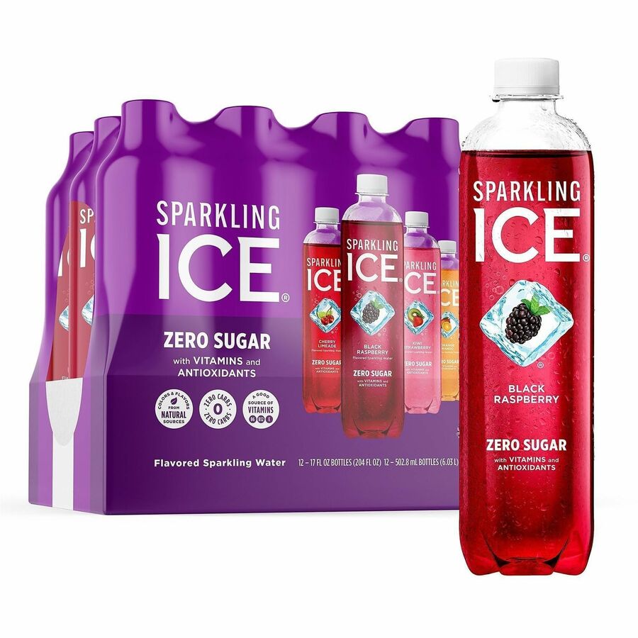 Talking Rain Sparkling ICE Purple-Variety Flavor Sparkling Water - Sugar Free - 1.06 lb - Cherry Limeade, Kiwi Strawberry, Orange Mango, Blackberry - 12 / Carton