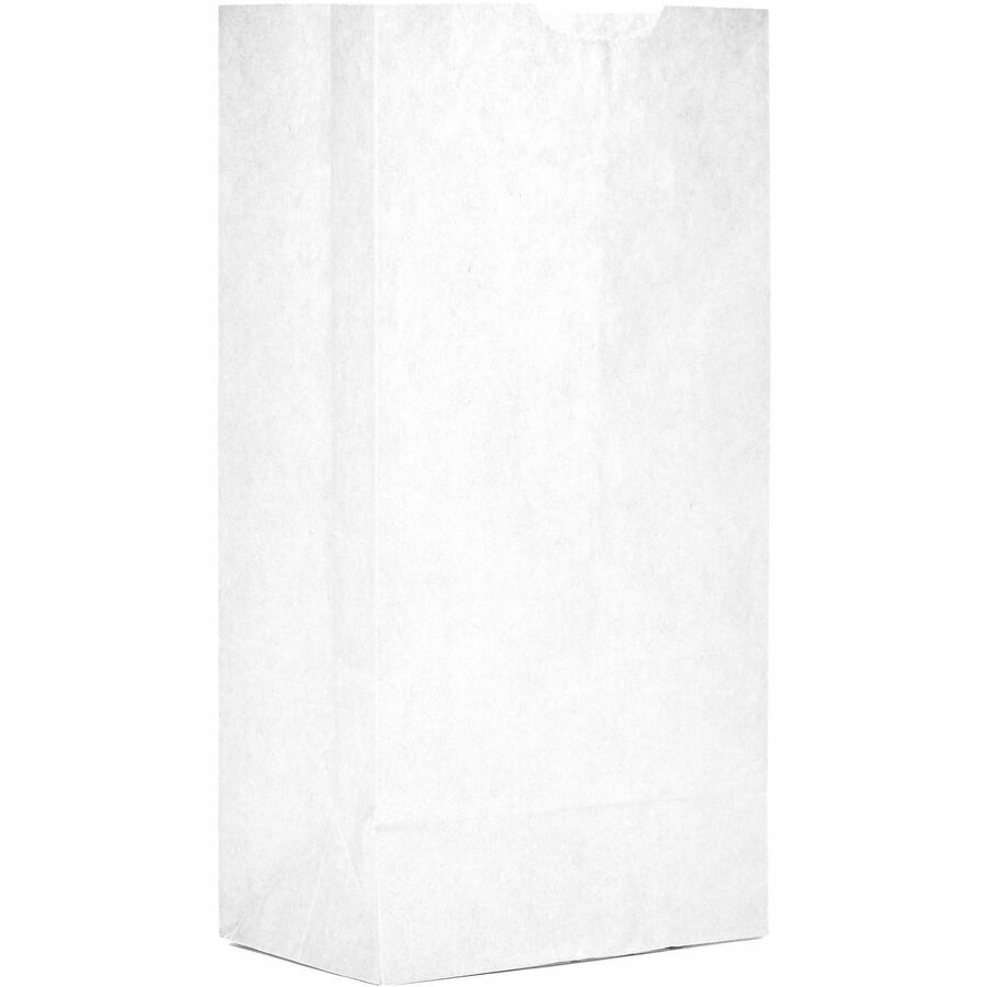 AJM #4 White Paper Grocery Bags - #4 - Bleached Kraft - Paper - Grocery, Supplies - Recycled - 500 / Carton