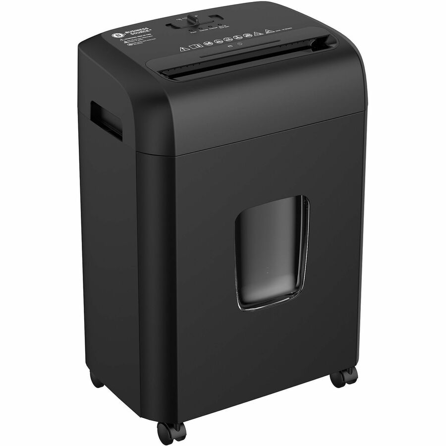 Business Source 5.3-Gallon Bin Cross-cut Shredder - Cross Cut - 16 Per Pass - for shredding Paper, Staples, Credit Card - P-4 - 5.30 gal Wastebin Capacity - Black