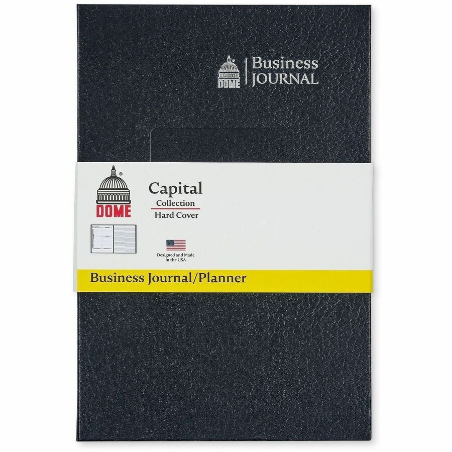 Dome Business Journal - 5 x 8 Inch Hardcover Professional Planner Notebook - Business - 5" x 8" Sheet Size - Bright White Sheet - Black Cover - 1 Each