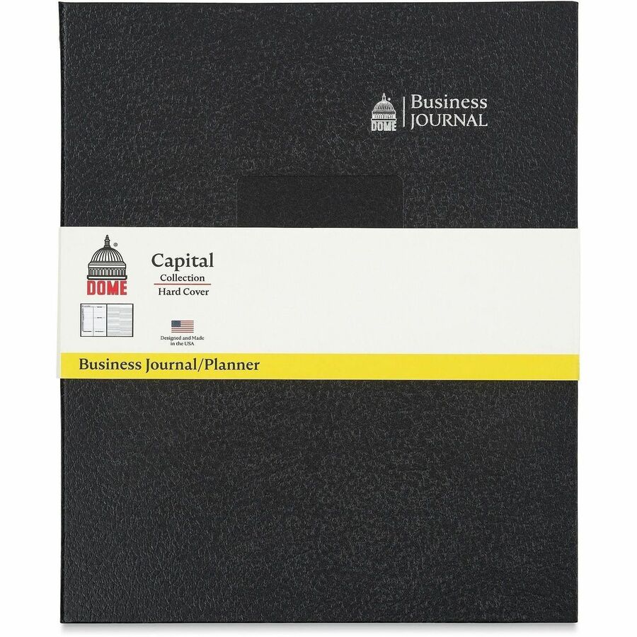 Dome Business Journal - 8 x 10 Inch Hardcover Professional Planner Notebook - Business - 8" x 10" Sheet Size - Bright White Sheet - Black Cover - 1 Each