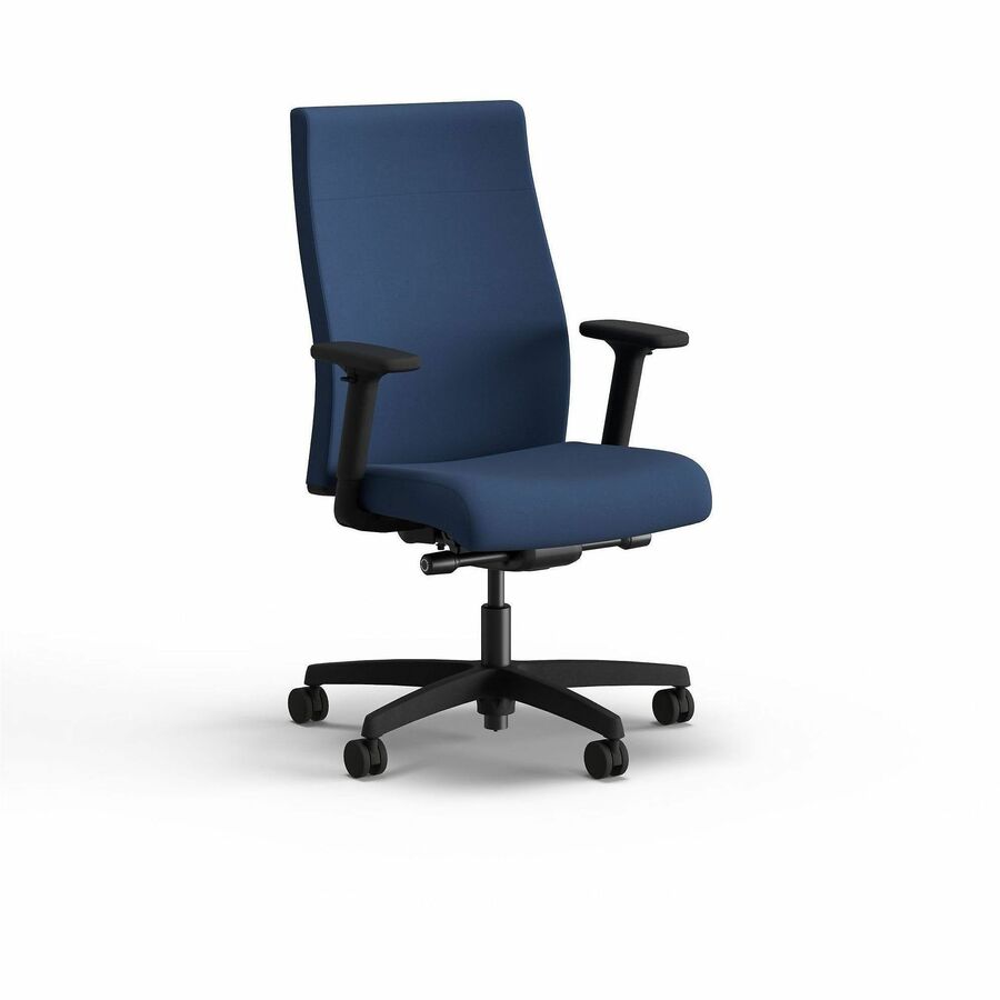 HON Ignition 2.0 Upholstered Back Task Chairs - Blue Seat Color - Vinyl Seat Material - Blue Back Color - Vinyl Back Material - Black Frame Color - Plastic Frame Material - High Back - 5-star Base - Blue - Vinyl, Plastic - Armrest - 1 Each