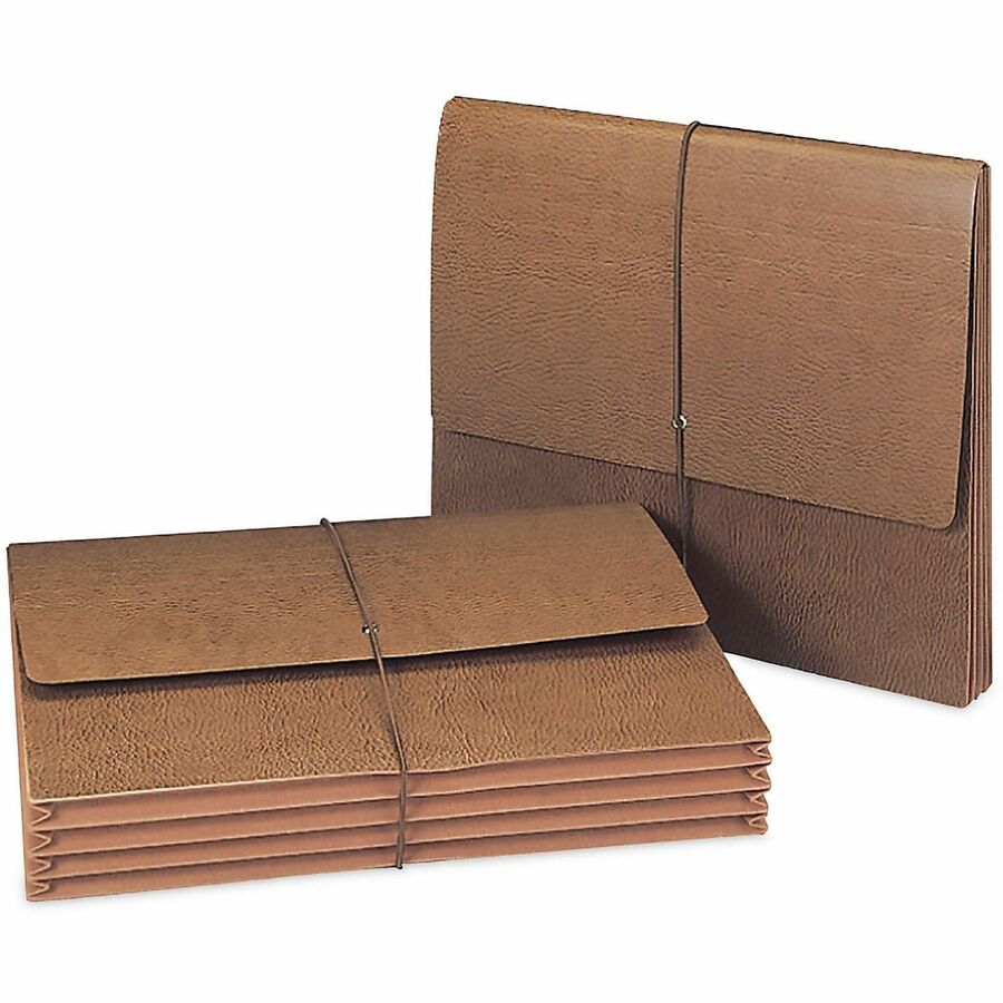 Smead Letter Expanding File - 8 1/2" x 11" - 3 1/2" Expansion - Redrope - Brown - Tear Resistant Gusset, Elastic Closure, Flap, Tear Proof, Durable - 30% Recycled - 1 Each