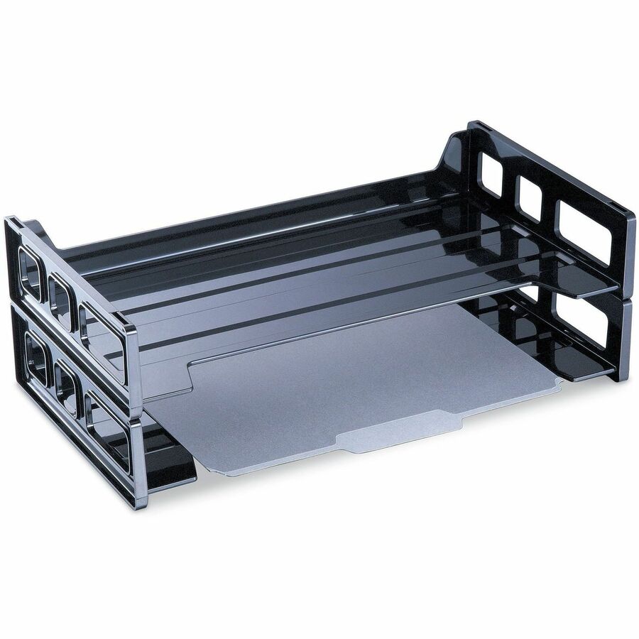 Business Source Desk Tray - Desk - 30% Recycled - Black - 2 / Pack
