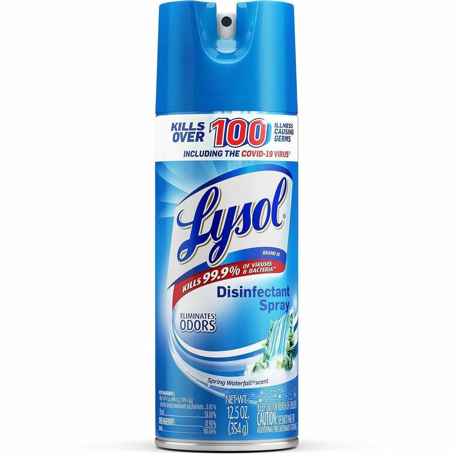 Lysol Disinfectant Spray - For Multipurpose, Multi Surface - Spray - 12.5 fl oz (0.4 quart) - Spring Waterfall Scent - Recommended For: Virus Remover, Bacteria Remover, Mold Remover, Mildew Remover, Odor Remover, Fungi Remover - Easy to Use - Clear - 1...
