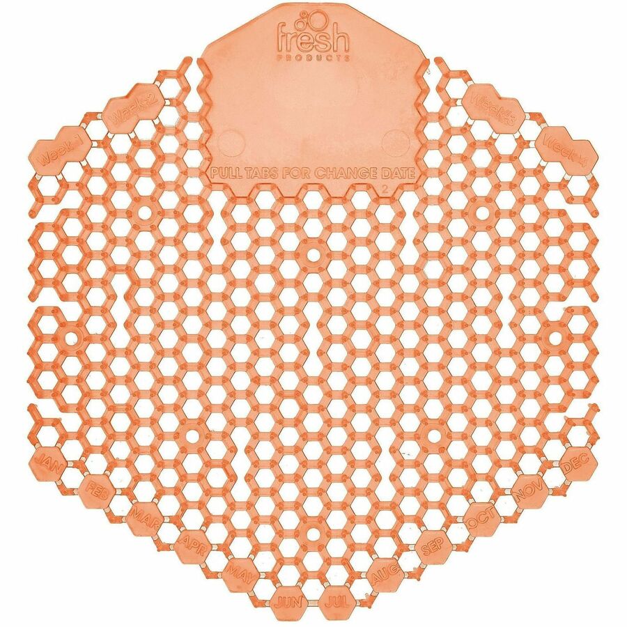 Fresh Products Wave 3D Urinal Screen - Lasts upto 30 Days - Odor Neutralizer, Dual Sided Design, Anti-splash - 6 / Carton - Orange