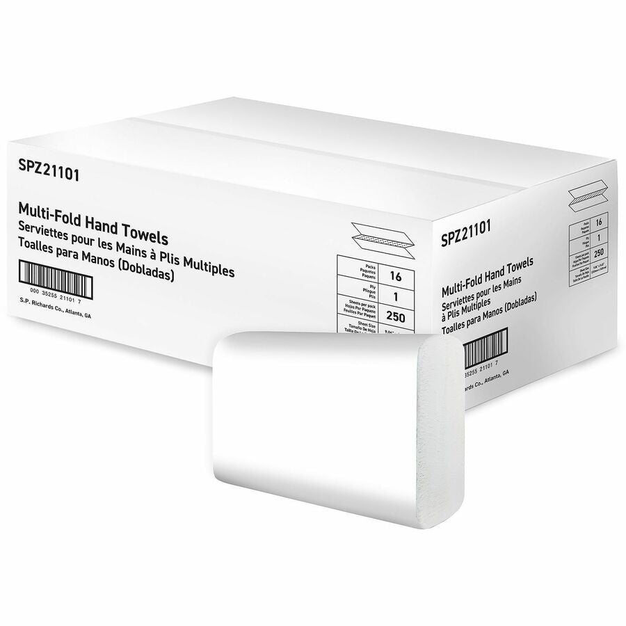 Special Buy Paper Towels Multi-Fold 250 Sheets White - 1 Ply - Multifold - Bright White - Paper, Virgin Fiber - 250 Sheets/Pack - 16 / Carton