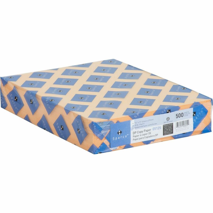 Sparco Premium Grade Pastel Color Copy Paper - Letter - 8 1/2" x 11" - 20 lb Basis Weight - Lint-free, Archival-safe, Acid-free - Goldenrod - 500 Sheets per Ream - 10 / Carton