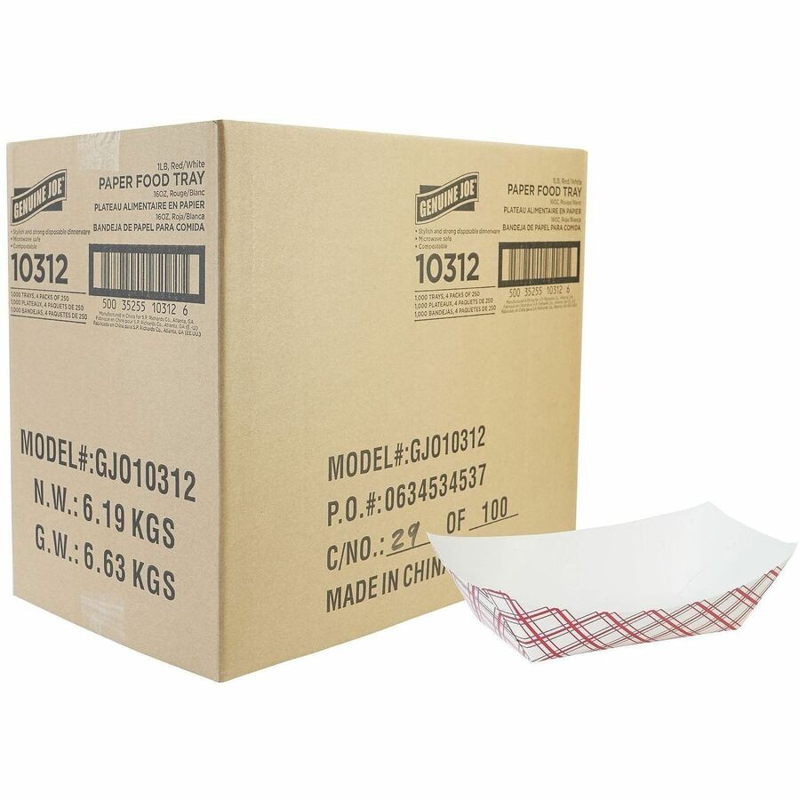 Genuine Joe Paper Food Tray - Food - Disposable - Multi - Paper Body - 1 Carton