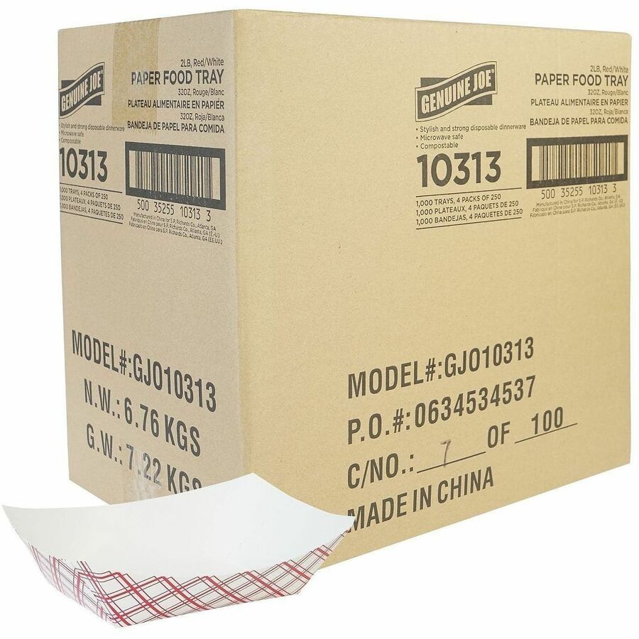 Genuine Joe Paper Food Tray - Food - Disposable - Multi - Paper Body - 1 Carton