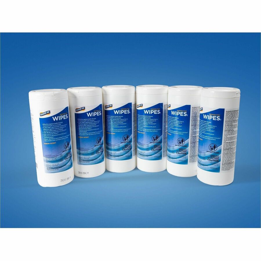 Genuine Joe Broad-Spectrum Disinfectant Wipes - For Multi Surface - Wipe - Fresh Scent - Recommended For: Bacteria Remover, Virus Remover - Blue - 50 Wipes/Tub - 6 / Carton