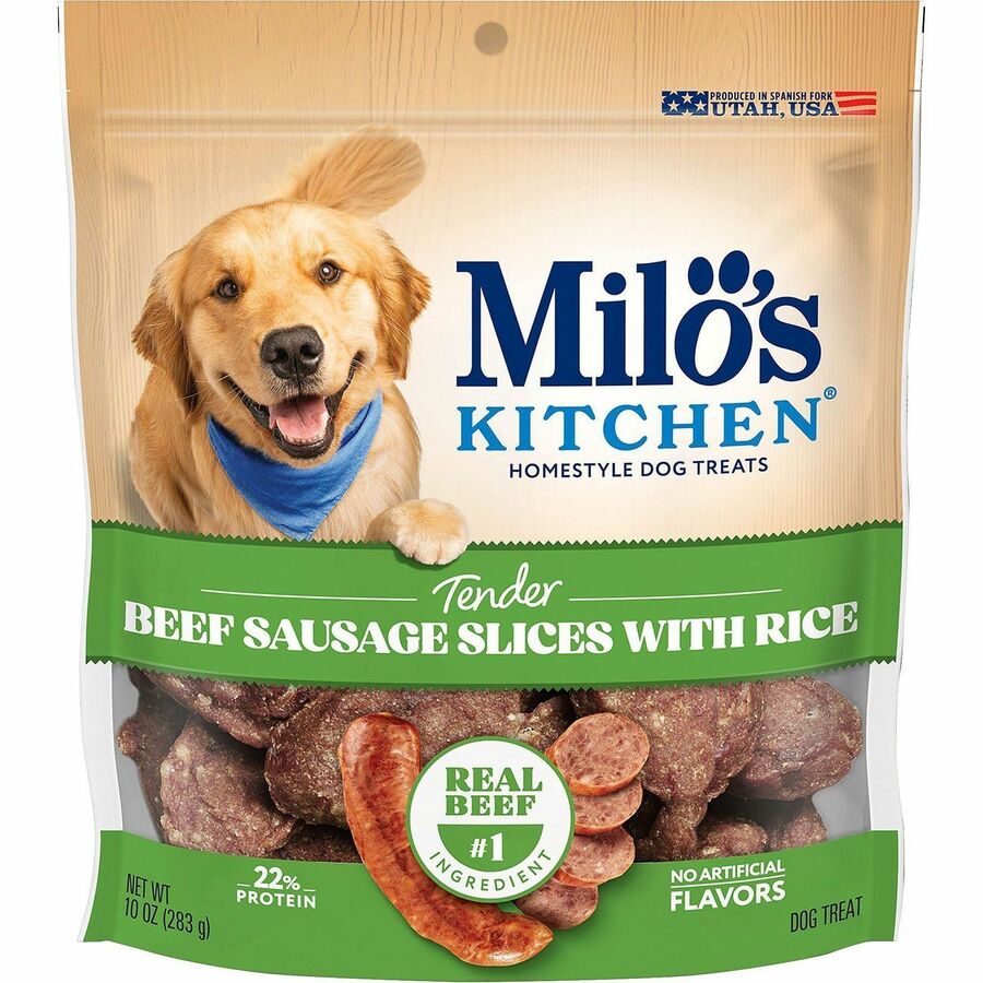 Milo's Kitchen Beef & Rice Dog Treats - For Dog - Sliced - Beef Sausage, Rice - 10 oz - 1 Each