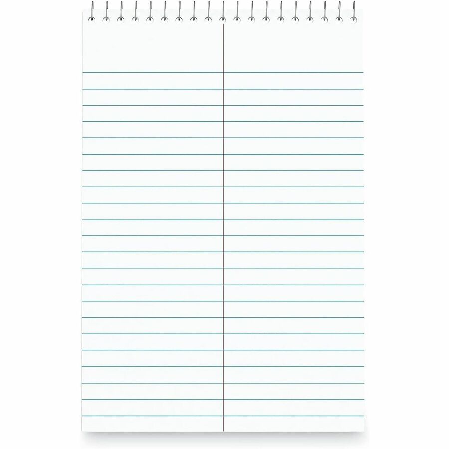 Business Source Green Tint Steno Notebook - 1 Subject(s) - Spiral - Gregg Ruled Red Margin - 16 lb Basis Weight - 6" x 9" Sheet Size - White Paper - Red Cover - Unperforated, Unpunched, Sturdy Back, Rip Resistant, Tear Resistant - 6 / Pack