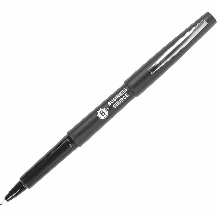 Business Source Porous Point Pens - Black Ink - Liquid - Drawing, Writing - 12 / Carton