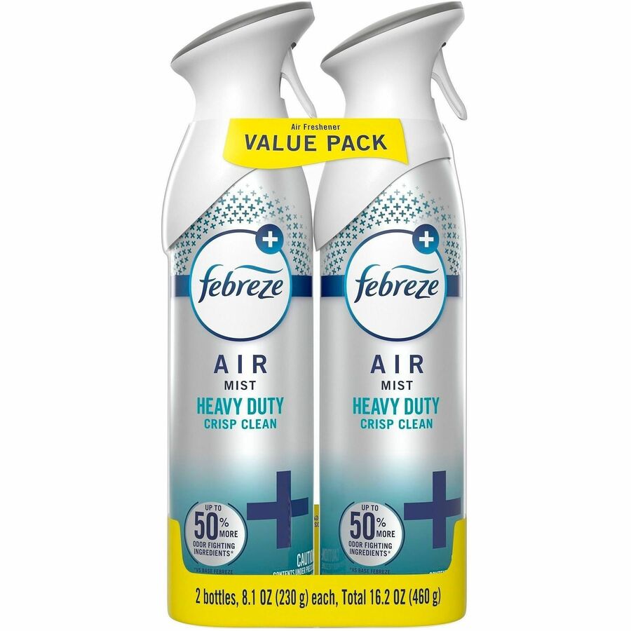 Febreze Heavy-Duty Air Freshener Spray - Spray - 8.1 fl oz (0.3 quart) - Crisp Clean - Odor Neutralizer, Long Lasting, Heavy Duty - 2/Pack - 2 / Pack