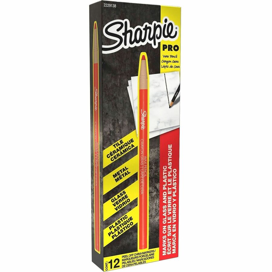 Sharpie Peel-Off Paper China Markers - Erasable - Red Ink - Pigment-based - Glass - 12 / Dozen