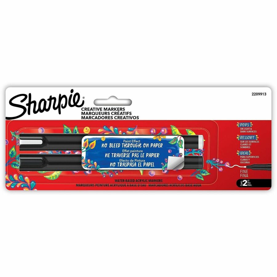 Sharpie Creative Markers - Assorted Ink - Water Based, Acrylic Based - Glass, Art, Coloring - 2 / Pack