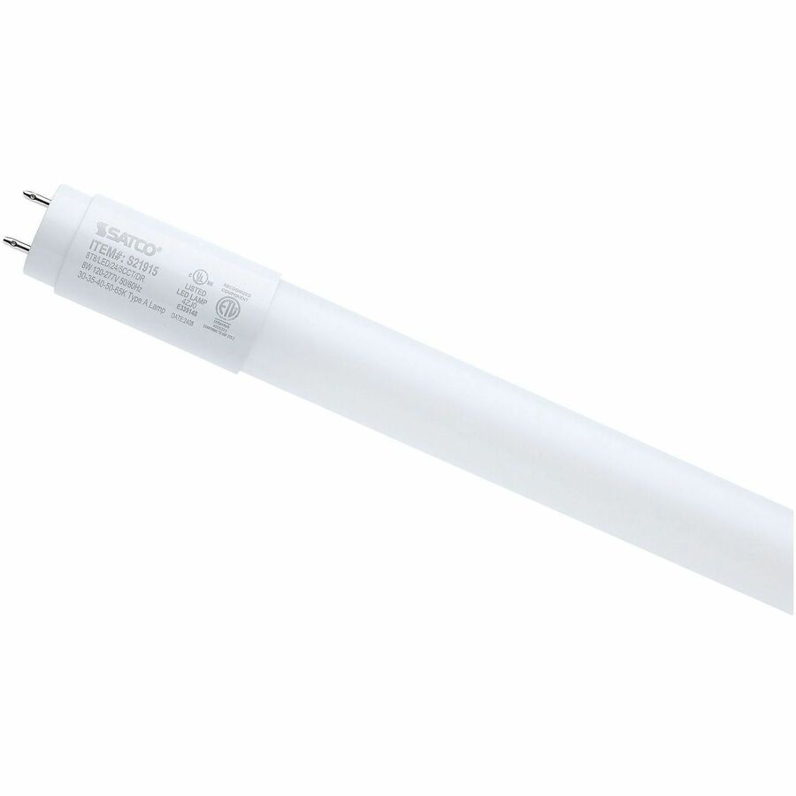 Satco LED Type-A T8 Tube Bulbs - 8 W - 40 W Incandescent Equivalent Wattage - 1350 lm - Linear - T8 Size - Frosted - White, Soft White, Daylight Light Color - G13 Base - 50000 Hour - 6500°, K Color Temperature - 80 CRI - 220°, Beam Angle - Dimmabl..