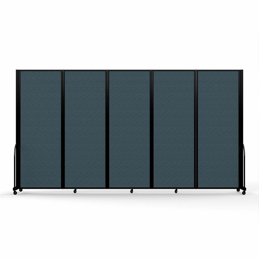 Screenflex Portable Partitions Full Motion Room Dividers - 5 Panels - 14.1 ft Width x 90" Height - Steel Frame - Fabric, Polyester - Blue - 1 Each