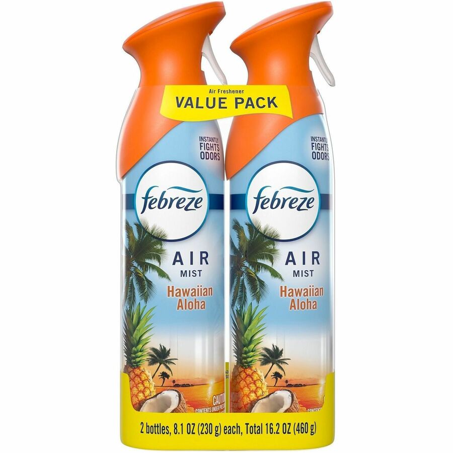 Febreze Air Mist Air Freshener Spray - Spray - 8.1 fl oz (0.3 quart) - Hawaiian Aloha - Odor Neutralizer, Long Lasting - 2/Pack - 3 / Carton