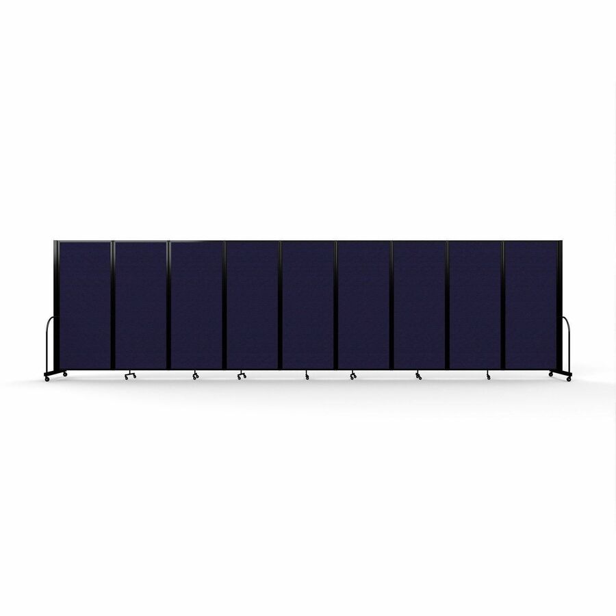 Screenflex Portable Partitions Full Motion Room Dividers - 9 Panels - 25.1 ft Width x 82" Height - Steel Frame - Fabric, Polyester - Navy - 1 Each