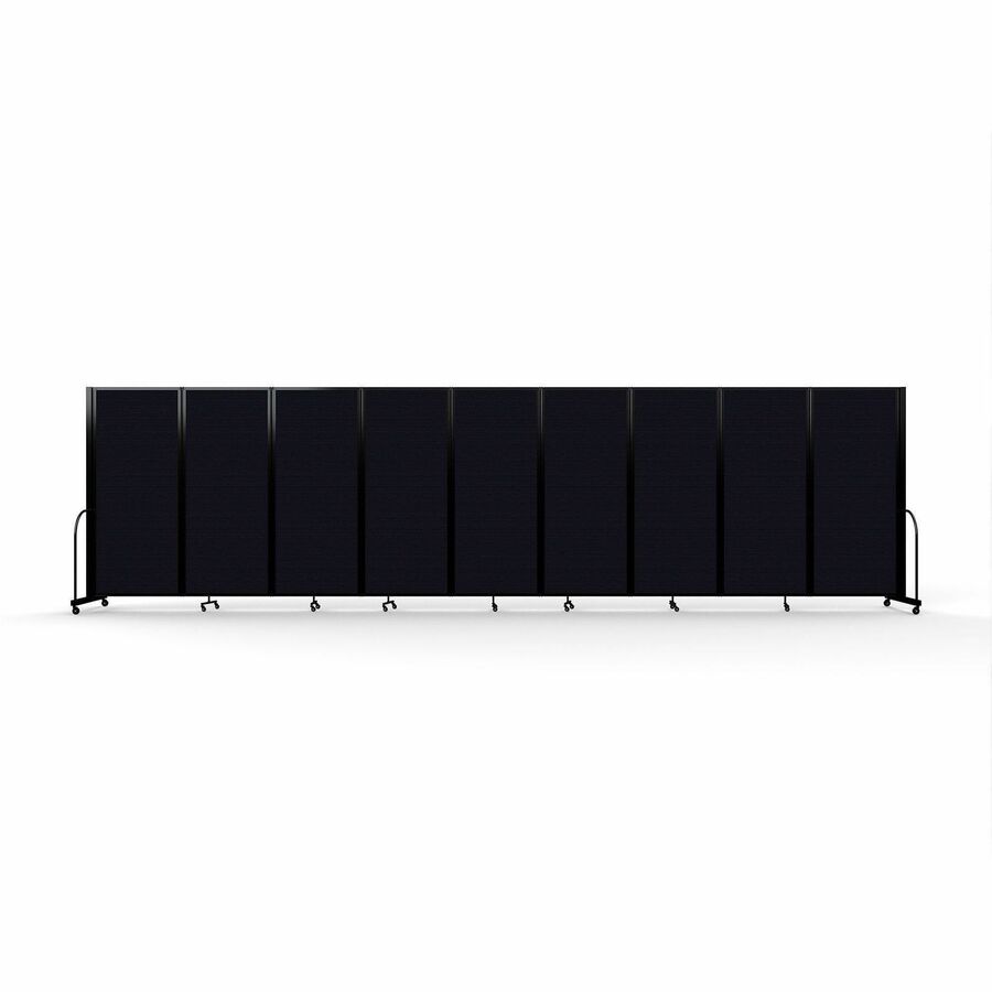 Screenflex Portable Partitions Full Motion Room Dividers - 9 Panels - 25.1 ft Width x 82" Height - Steel Frame - Fabric, Polyester - Black - 1 Each
