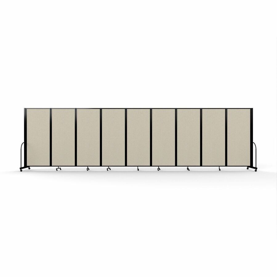 Screenflex Portable Partitions Full Motion Room Dividers - 9 Panels - 25.1 ft Width x 82" Height - Steel Frame - Fabric, Polyester - Sand - 1 Each