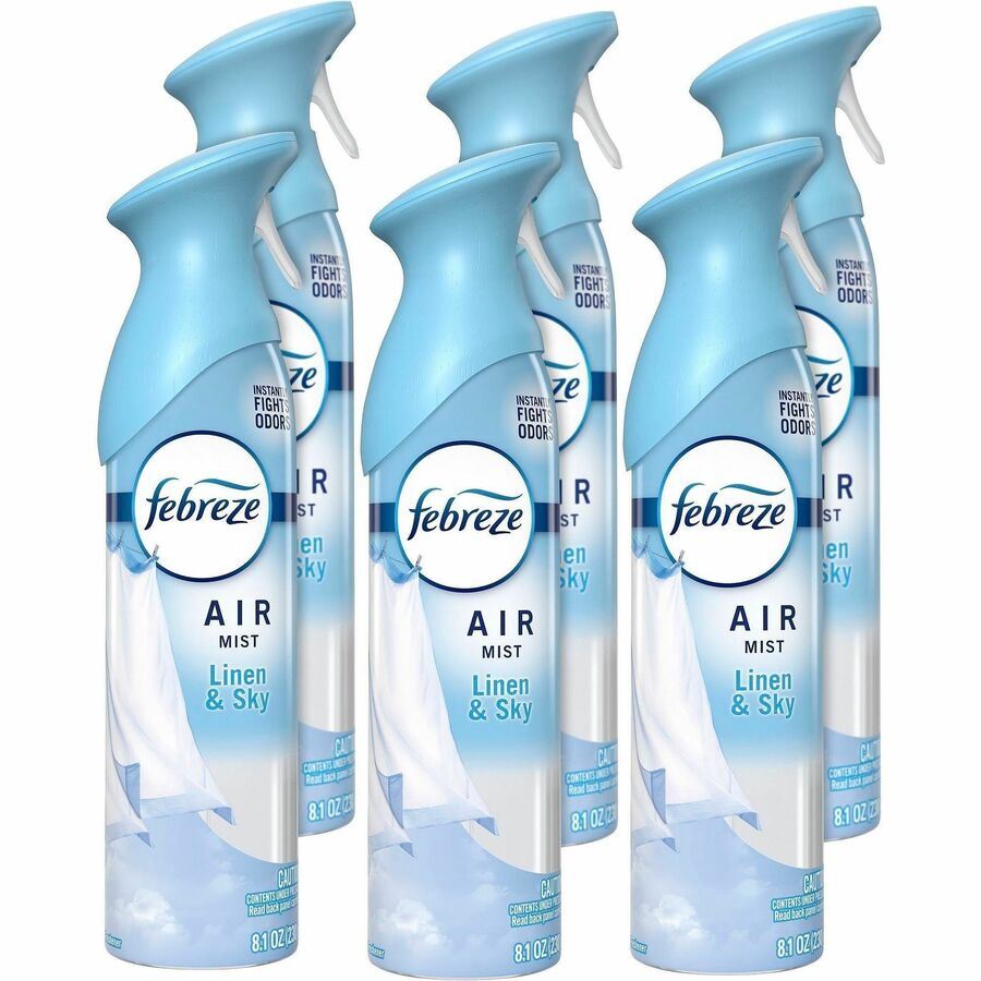 Febreze Air Mist Air Freshener Spray - Spray - 8.1 fl oz (0.3 quart) - Linen & Sky - Odor Neutralizer, Long Lasting - 6 / Carton